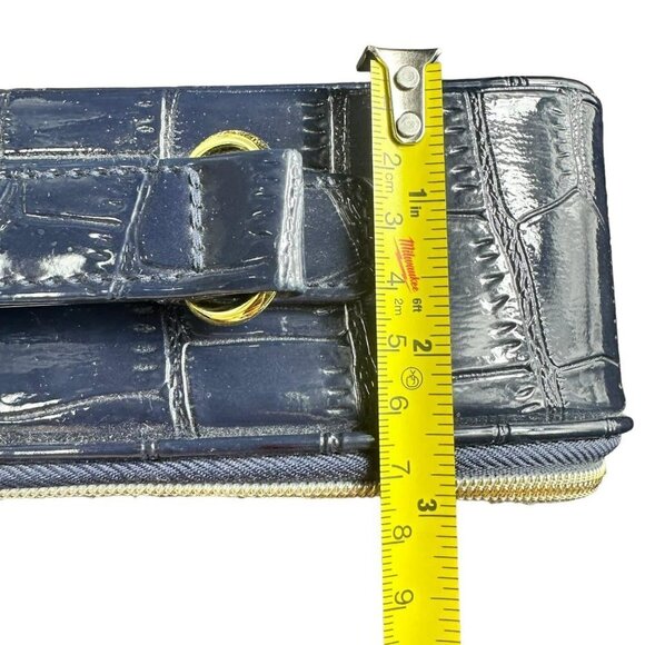 Estee Lauder Navy Blue  Crocodile Leather Cosmetic Travel Makeup‎ Zip Case - Picture 11 of 13